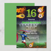 Sports Sweet Sixteen Birthday Party Kaart (Voorkant / Achterkant)