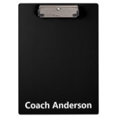 Sports Team Coach's Name Black and White Klembord (Voorkant)