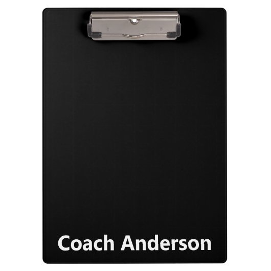 Sports Team Coach's Name Black and White  Klembord (Voorkant)