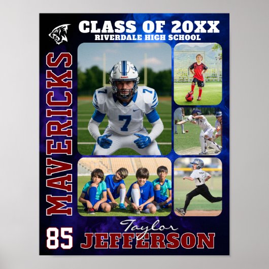 Sports Team High School Senior Day Picture Collage Poster (Voorkant)