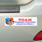 SPORTS, TEAM, iedereen komt samen... Bumpersticker (Op auto)