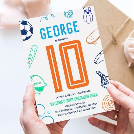 Sports Theme Boys Modern Birthday Party Kaart