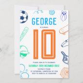 Sports Theme Boys Modern Birthday Party Kaart (Voorkant)