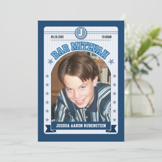 Sports Trading Card Bar Mitzvah Kaart (Staand voorkant)