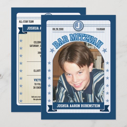 Sports Trading Card Bar Mitzvah Kaart (Voorkant / Achterkant)