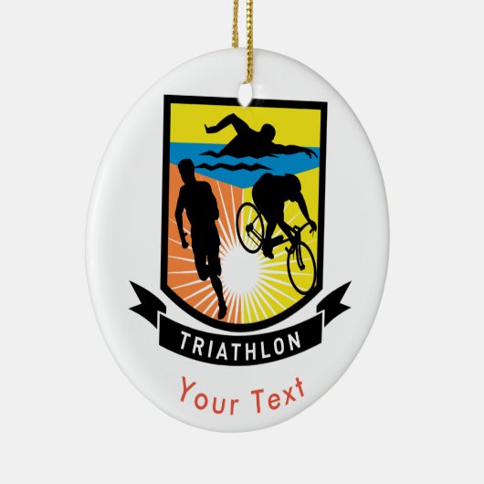 SPORTS Triathlon Bike Swim run Banner Keramisch Ornament (Rechts)