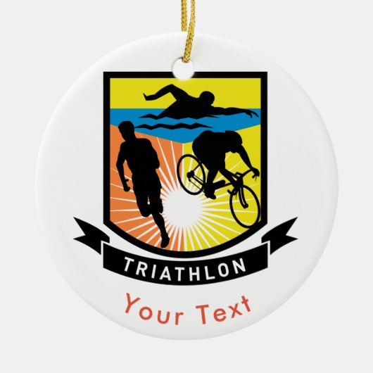 SPORTS Triathlon Bike Swim run Banner Keramisch Ornament (Voorkant)