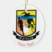 SPORTS Triathlon Bike Swim run Banner Keramisch Ornament (Links)