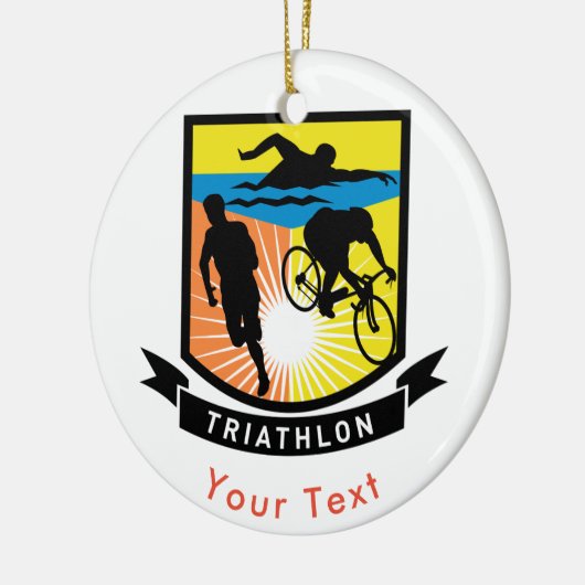 SPORTS Triathlon Bike Swim run Banner Keramisch Ornament (Links)