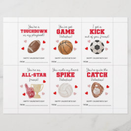 Sports Valentine’s Day Cards for Kids Classroom  Briefhoofd
