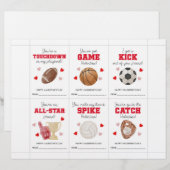 Sports Valentine’s Day Cards for Kids Classroom  Briefhoofd (Voorkant / Achterkant)