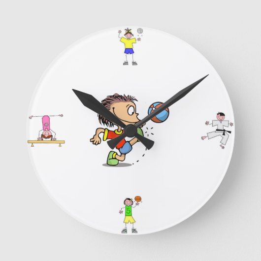 Sports Wall Clock Ronde Klok (Voorkant)