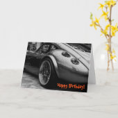 Sportscar Happy Birthday Wenskaart Kaart (Gele Bloem)