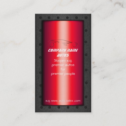 Sportscar op rood - sjabloon voor automatische ver visitekaartje (Voorkant)