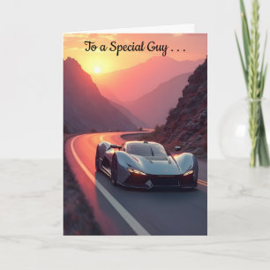 Sportscar Zonsondergang Verjaardag Kaart