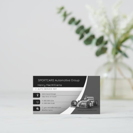 Sportscars | Autodienst Visitekaartje (Staand voorkant)