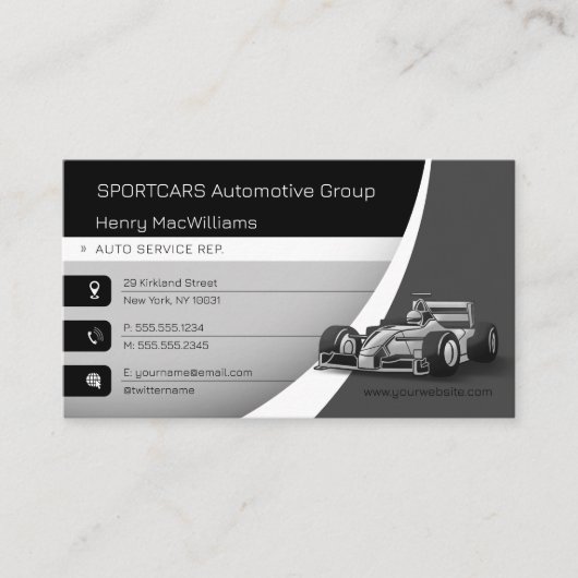 Sportscars | Autodienst Visitekaartje (Voorkant)
