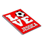 Sportschool LOVE Soccer Custom Player Name Notitieboek (Rechterzijde)
