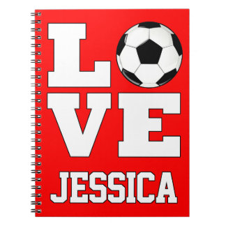 Sportschool LOVE Soccer Custom Player Name Notitieboek