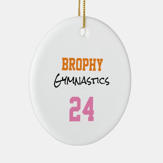 Sportschool NAAM Turnen JAAR Team Kleuren Keramisch Ornament (Rechts)