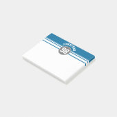 Sportshirt Blauw en Grijs Gestreepte naam nummer Post-it® Notes (Schuin)