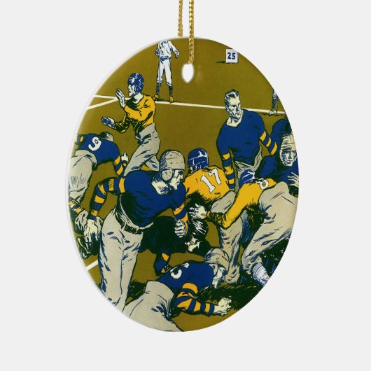  Sportspel Football, Gold versus Blue Teams Keramisch Ornament (Rechts)