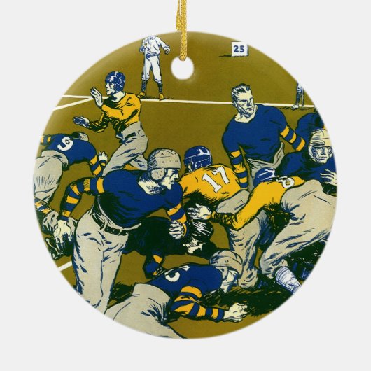  Sportspel Football, Gold versus Blue Teams Keramisch Ornament (Achterkant)