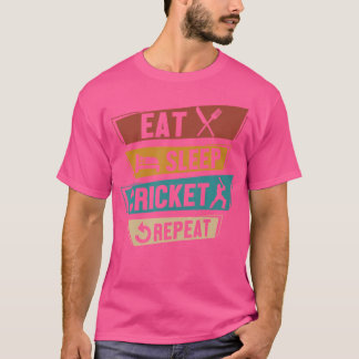 Sportspeler Cricket Eat Sleep Cricket Herhaal T-shirt