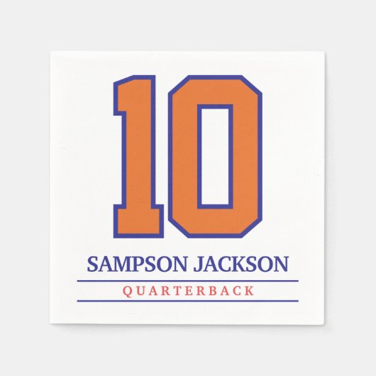 Sportspeler nummer en naam servet (Voorkant)