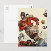  Sportspeler voor Football en Bulldog Mascot Briefkaart (Voorkant / Achterkant)