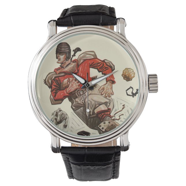  Sportspeler voor Football en Bulldog Mascot Horloge (Voorkant)