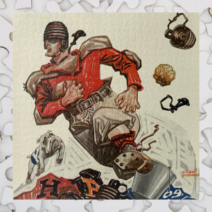 Sportspeler voor Football en Bulldog Mascot Legpuzzel
