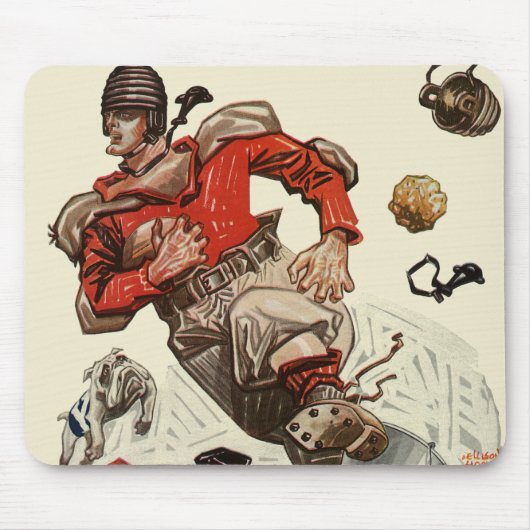  Sportspeler voor Football en Bulldog Mascot Muismat (Voorkant)