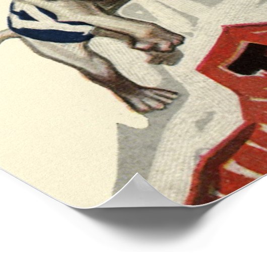 Sportspeler voor Football en Bulldog Mascot Poster (Hoek)