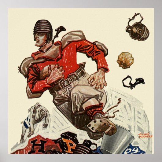  Sportspeler voor Football en Bulldog Mascot Poster (Voorkant)