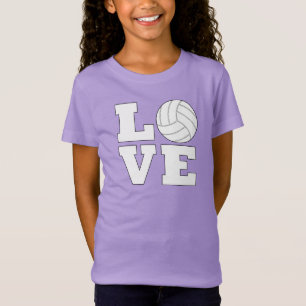Sportspeler voor meisjes in de Cute Volleyball LOV T-shirt