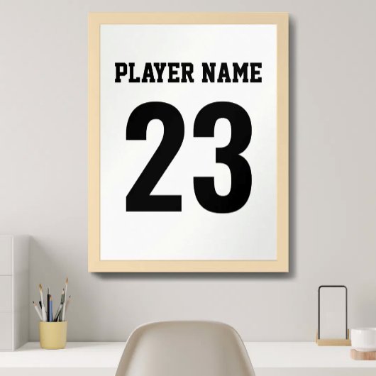 Sportsshirt naam nummer monogram wit poster