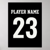 Sportsshirt naam nummer monogram zwart poster (Voorkant)