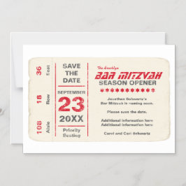 Sportster Bar Mitswa Bewaar de datum rood Magnetische Uitnodiging