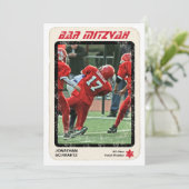 Sportster Star Bar Mitzvah Invitation Red en Black Kaart (Staand voorkant)