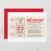Sportster Star Bar Mitzvah Reception Card in Red Kaart (Voorkant / Achterkant)