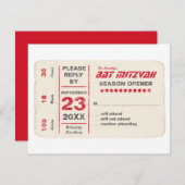Sportster Star Bat Mitzvah RSVP Reply Card in Red (Voorkant / Achterkant)