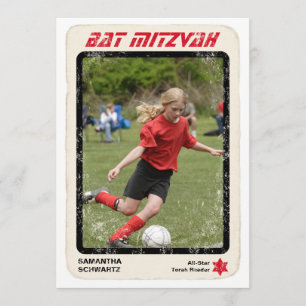 Sportster Star Bat Mitzvah Uitnodiging in het rood