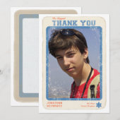 Sportsterbalk Mitzvah Hartelijk dank voor blauwe k Bedankkaart (Voorkant / Achterkant)