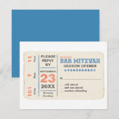Sportsterbalk Mitzvah RSVP Reply Card Blue (Voorkant / Achterkant)