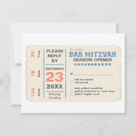 Sportsterbalk Mitzvah RSVP Reply Card Blue Kaartje
