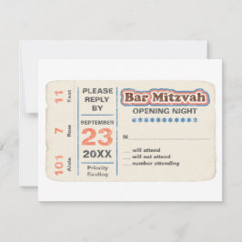 Sportsterbalk Mitzvah RSVP Reply Card Blue Kaartje