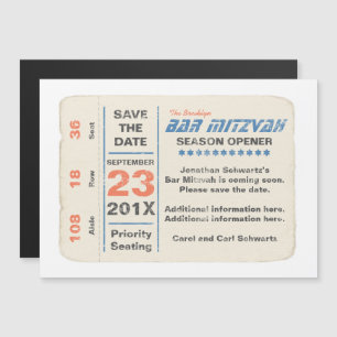 Sportsterbalk Mitzvah Save the Date Blue Magnetische Uitnodiging