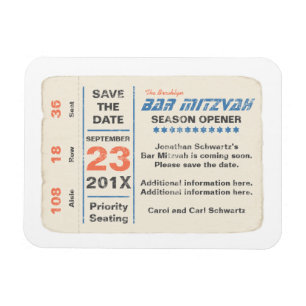 Sportsterbalk Mitzvah Save the Date Card Blue Magneet