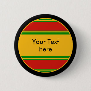 Sportstrepen Knop RASTAFARI + jouw tekst Ronde Button 5,7 Cm